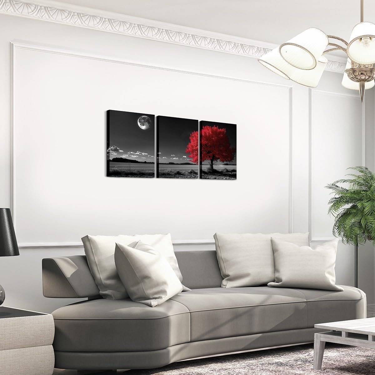 Feelyou Red Tree Branches 3 Piece Canvas Wall Art for Living Room 12"x16"x3pcs Botanical Picture Wall Decor Leaf Nature Theme Office Wall Decorations Artwork Posters Garden Wall Painting