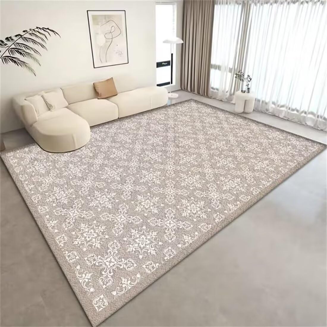 Tapis de maison gris à motif floral 50X70CM aux finitions soignées