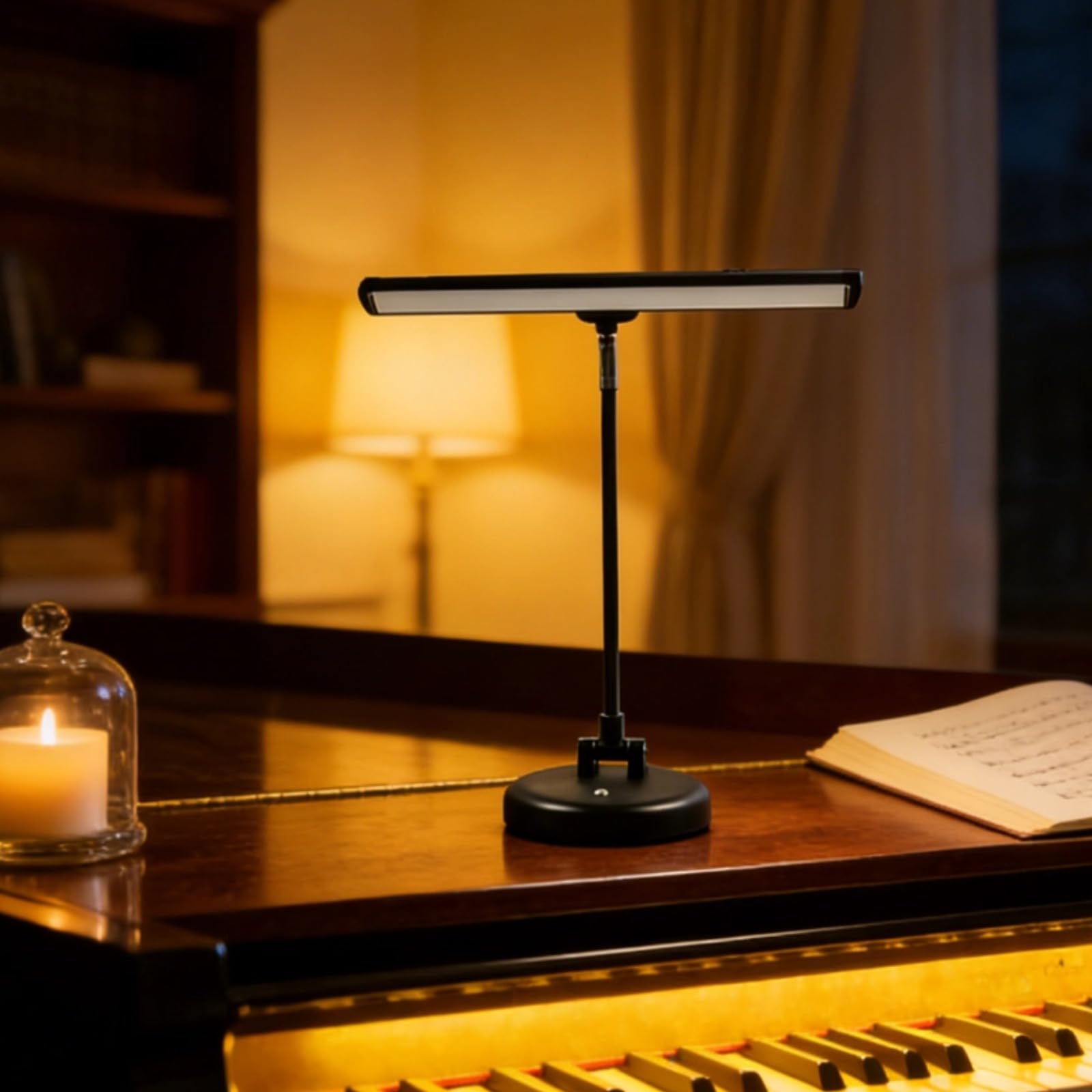 Generisch Lampada a LED per pianoforte verticale, 10 W, alta luminosità, dimmerabile, 3 temperature di colore, delicata per gli occhi, lampada da tavolo in metallo nero per spartiti, cavo da 1,8 m