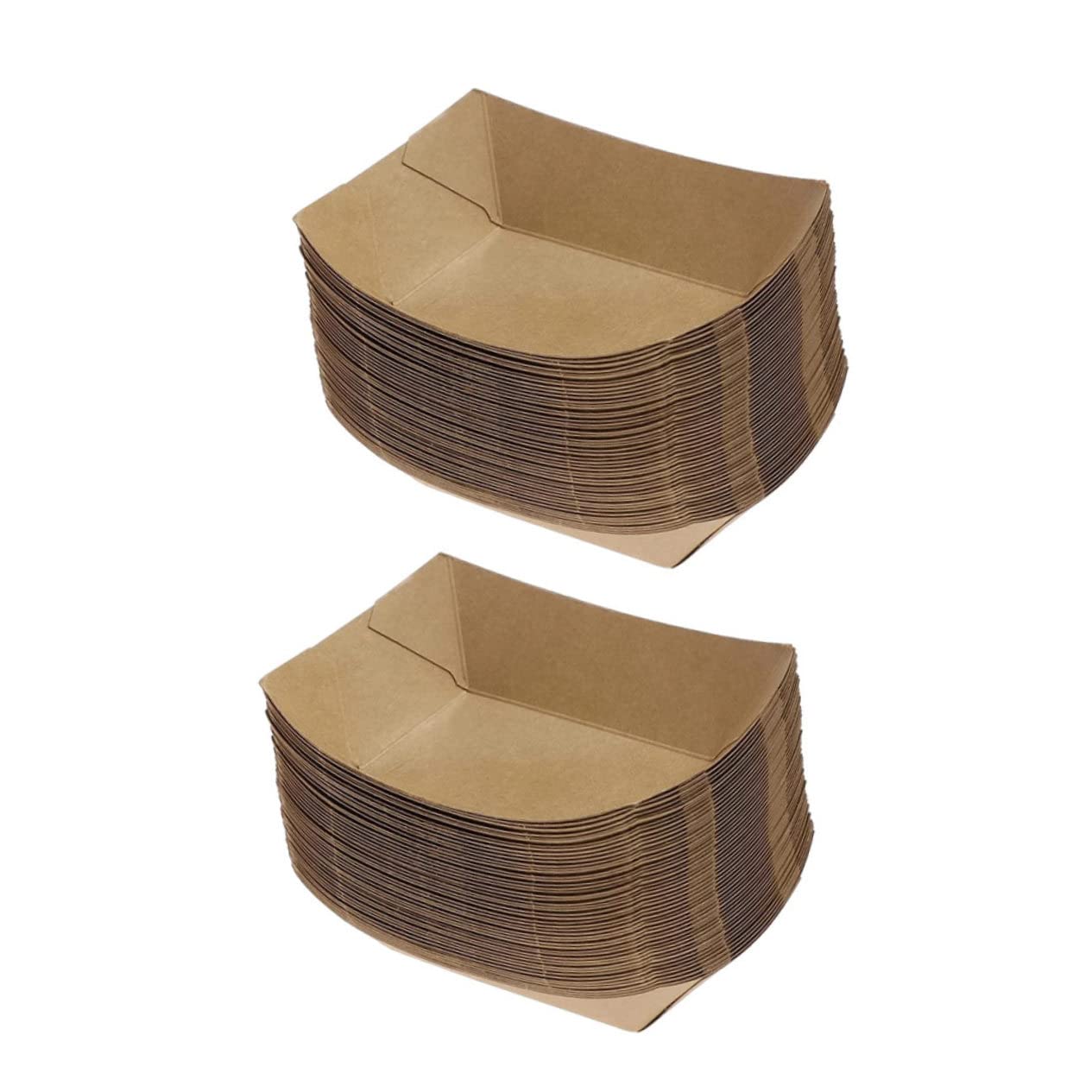 GRIRIW 50pcs Kraft Paper Snack Plates Take Out Food Container Kraft Paper Container Paper Dinner Plates Food Tray Hot Corn Trays Baked Food Paper Tray Nachos Tray Brown re-usable