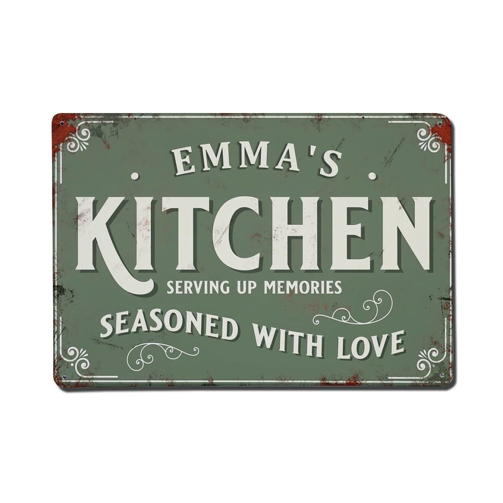 Emma Kitchen Vintage Metal Sign Vintage Tin Sign Retro Metal Wall Decor Metal Poster, Home Bar Garage Farmhouse Cafe Wall Art Decoration 8x12Inches