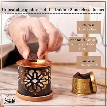 Dukhni Sandal Bakhoor Set | 2 x 9 Piece Each & Tree of Life Bakhoor Burner | Arabic Incense, Sandalwood Aroma, Grounding Woody Scent | Relax & Meditate, Home Fragrance, Home Aromatherapy
