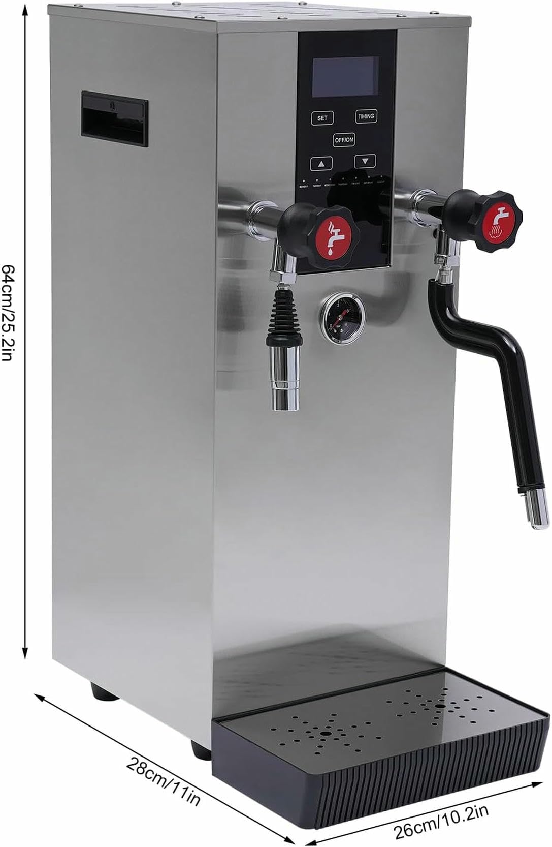 Macchina A Vapore per Bevande, Macchina da caffè Commerciale Acqua A Vapore Acqua A Vapore con Schermo LCD;Timer E Vassoio per Gocciolamento per Le Bevande al Riscaldamento