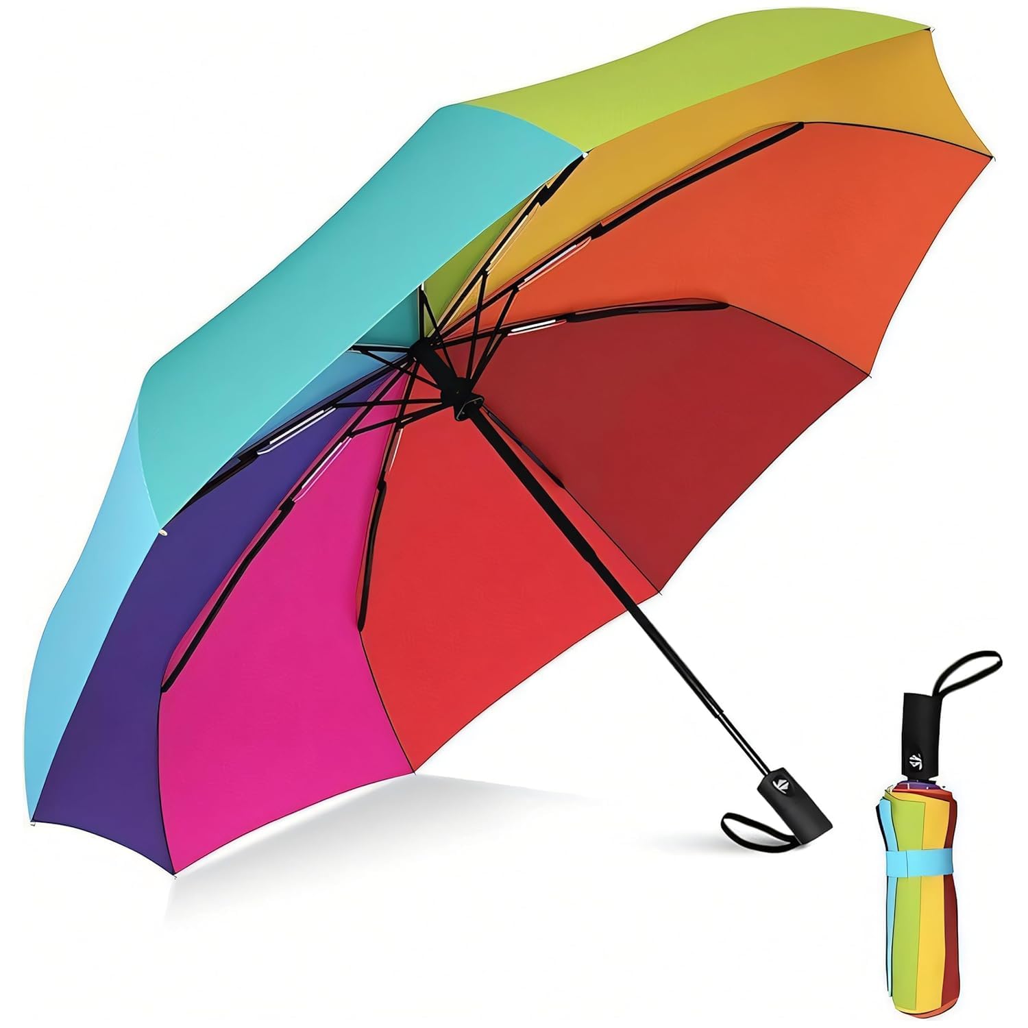 Rainbow Umbrella - Auto Open Rambo umbrella, Large Multicolor Windproof Umbrella for Men & Women, Heavy Duty Big Size Umbrella for Rain, Sun & Outdoor Use-image-19
