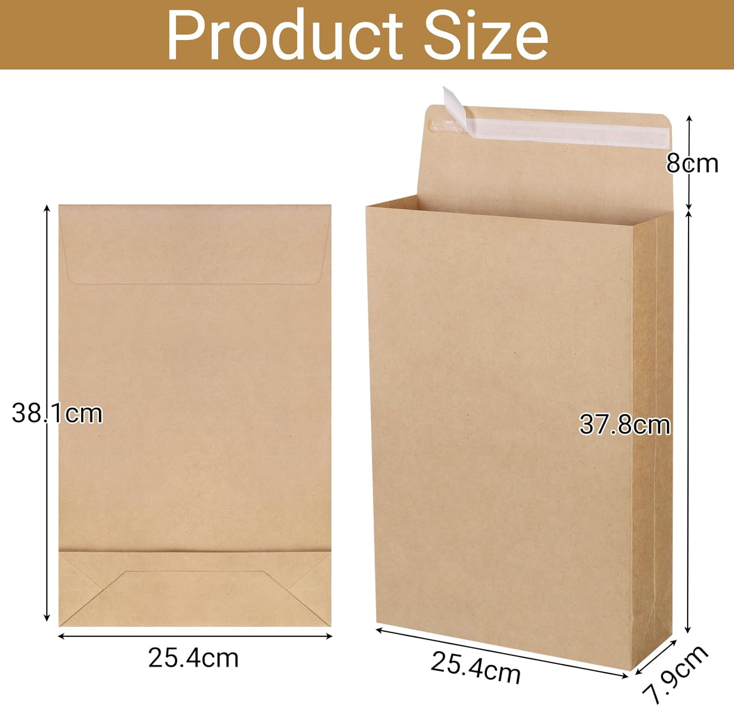 25 Pack 10" x 15" Expandable Catalog Envelopes, Large Kraft Document Envelopes Self Seal Manilla Envelopes Mailing for Documents, Magazines, Photos - Image 2