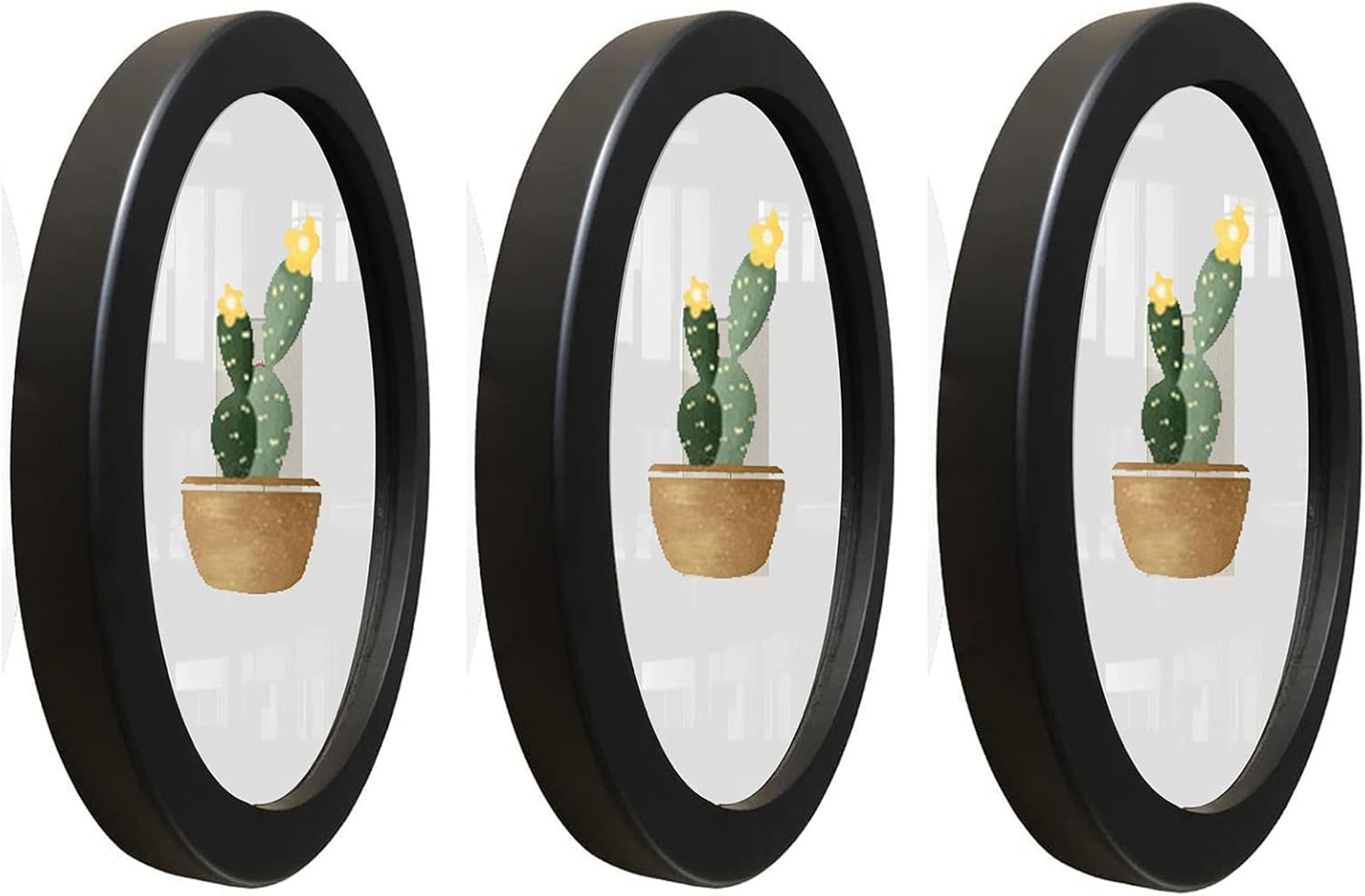 3 Pack Round Photo Frames 8 Inch for Wall Mounting Display or Table Mounting Picture Frame Display Black Frame Circle Photo Frame for Kitchen Gallery Wedding Round Frame