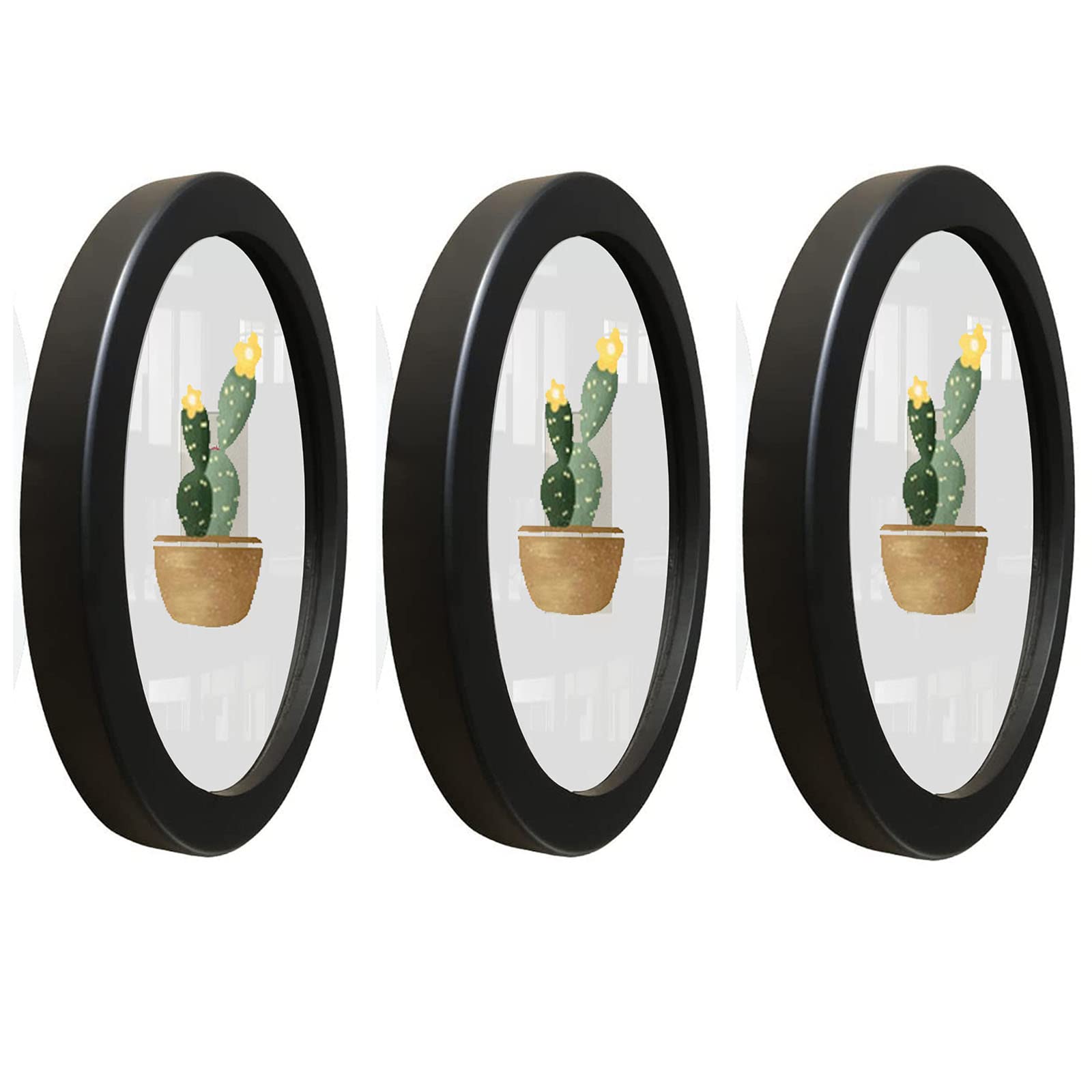 Lot De 2 Cadres Photo Ronds 12,7 Cm - Noir Et Blanc - Pour Mur Ou Table - Sans Passe-partout