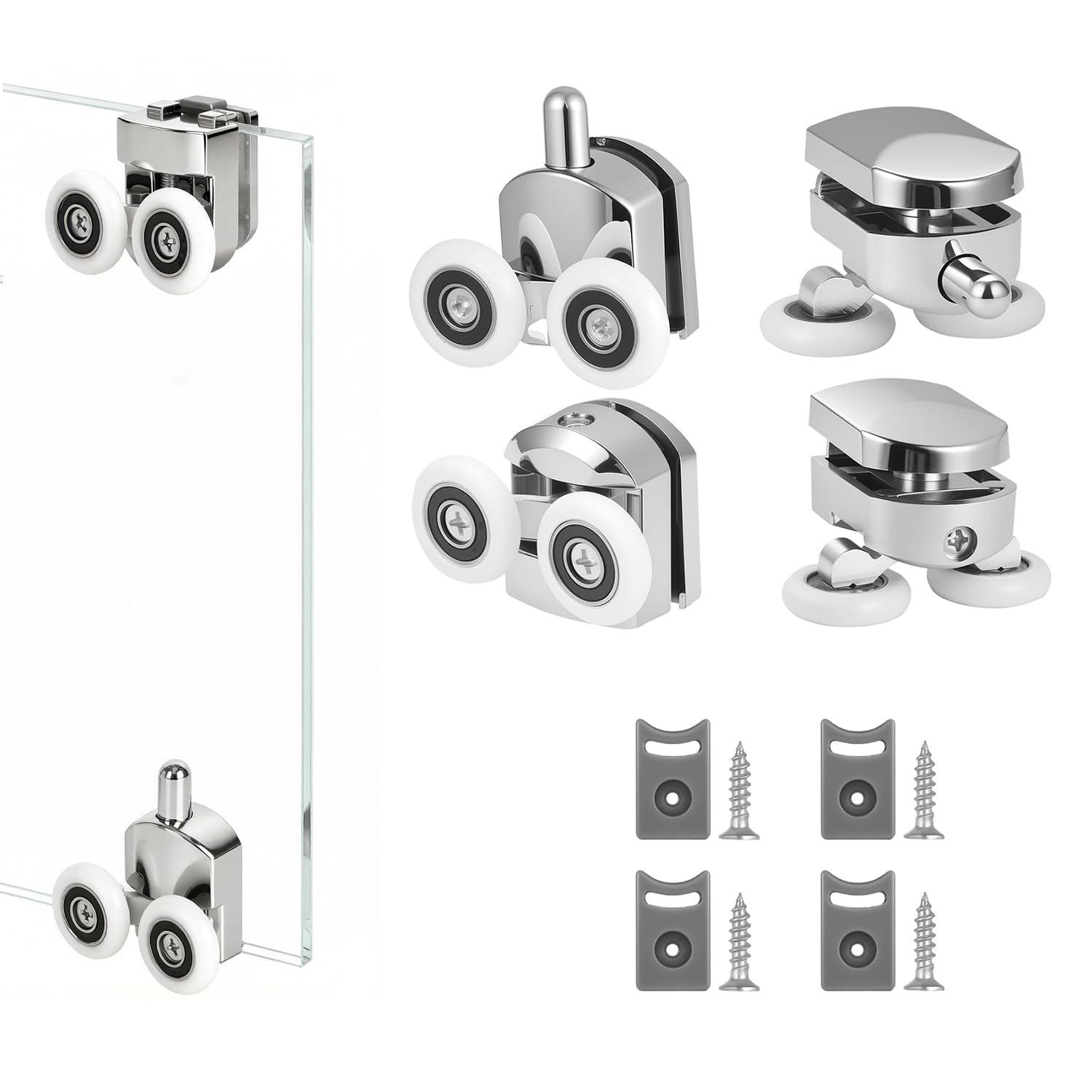 JiuXinYuKeJi 4 Pcs 23mm Shower Door Wheels,Bathroom Runners,Replacement