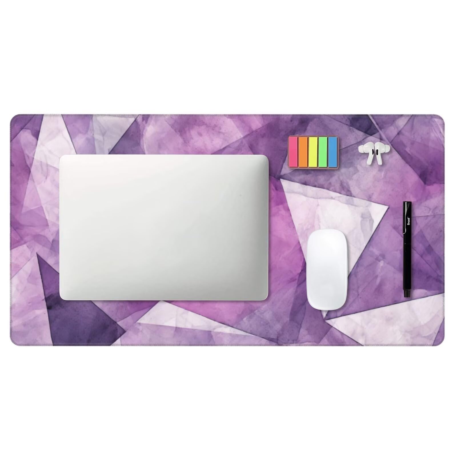 Alfombrilla de Ratón Gaming Grande XXL 1200x600x4mm con Bordes Cosidos Tela Micro Tejido, Base de Goma Antideslizante y Mouse Pad, para Teclado Jugadores Escritorio, PC, Oficina Geometría Morada Y6679