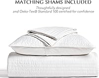 Vista 5 de EVERGRACEHOME Cotton Sateen Quilt Set Queen Size, Pre-Washed Cotton Channel Stitch Coverlet Bedspread, 3 Pieces Lightweight Soft Bedding Sets for