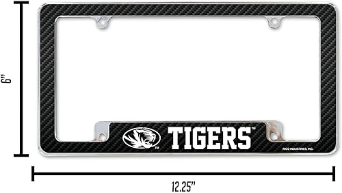 Miniatura 75 de Rico Industries NCAA Carbon Fiber 12" x 6" Chrome All Over Automotive License Plate Frame for Car/Truck/SUV