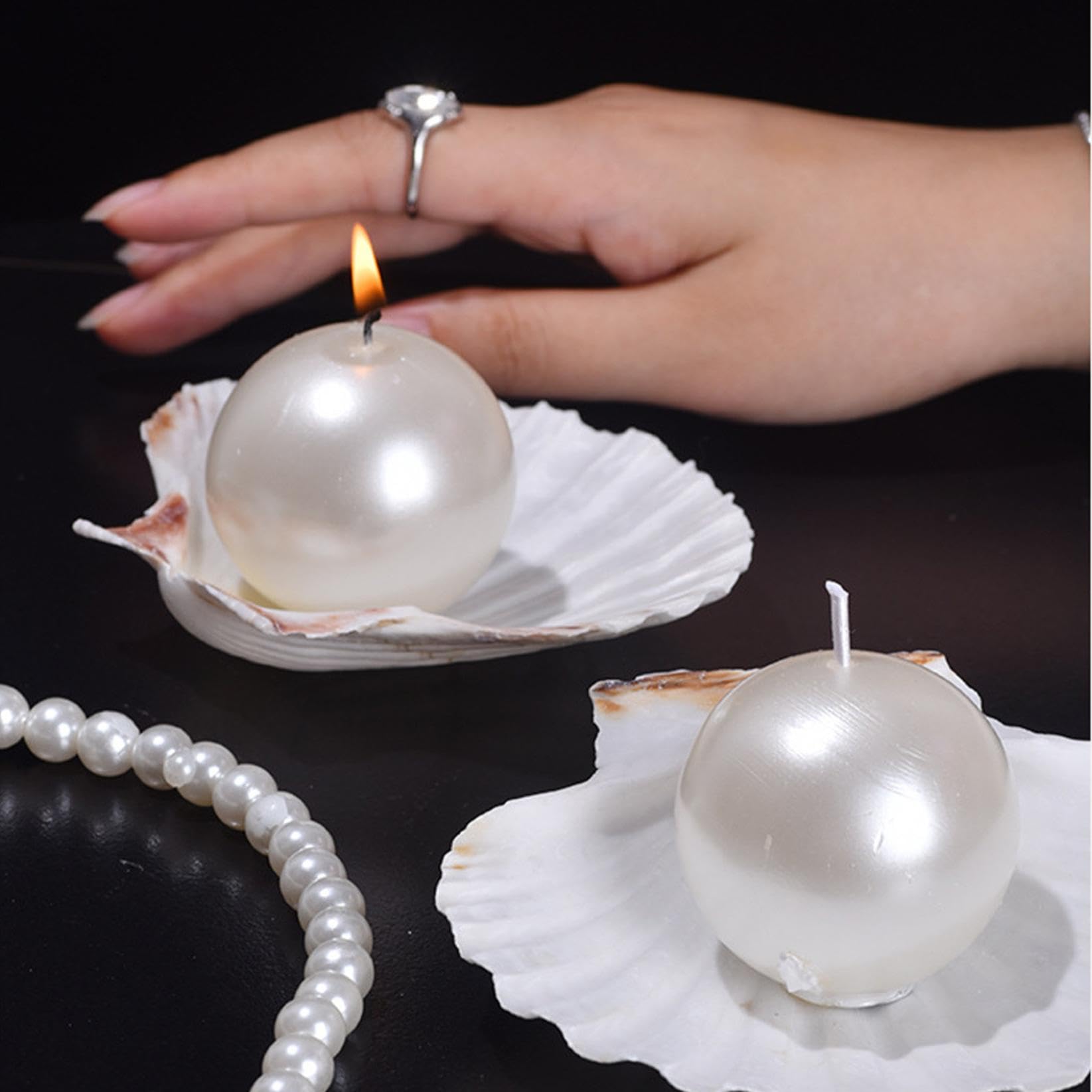 Paquete de 2 velas perfumadas en forma de perla, vela decorativa de cera de soja aromática para fotos, cumpleaños, boda, vacaciones, fiesta, regalo, vela perfumada para el día de la madre, meditación