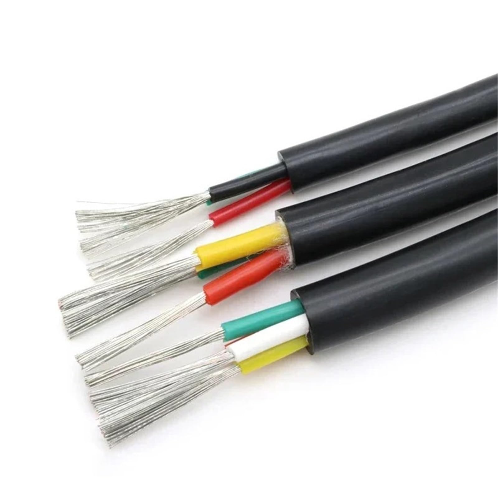 HitzebestäNdige Flexible Leitung Schwarzes mehradriges Silikonkautschukkabel,2/3/4/6-adrig,flexibel,isoliert,hitzebeständig bis 200°C,elektrischer Kupferdraht,0,3–6,mm²(Black4,5M_SQUARE 0.75MM)