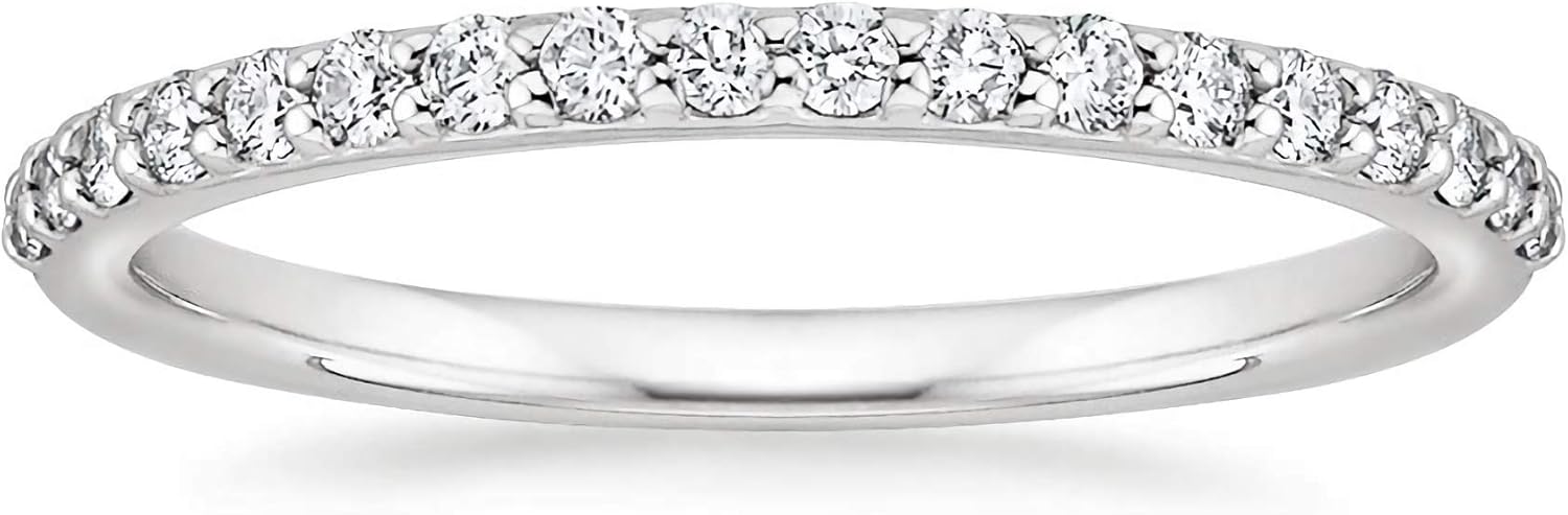 Wedding Rings for Women 0.25 ct. tw. Moissanite Wedding Bands for Women Platinum Plated Silver Free Engraving