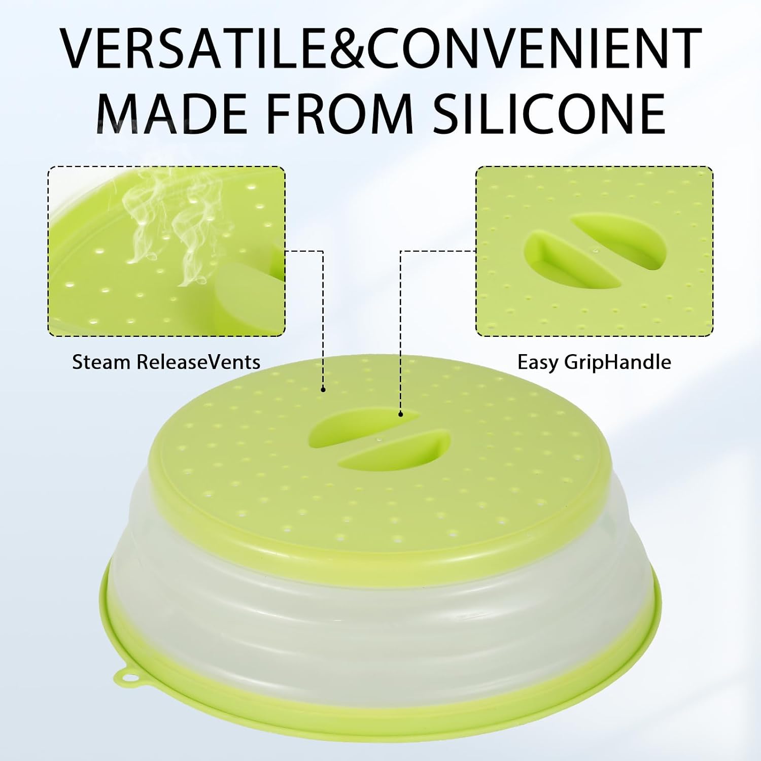 2 Pack Collapsible Microwave Cover for Food,Multi-Use Foldable Microwave Splatter Cover with Hook,PP+TPR Heat Resistant Microwave Food Cover for Kitchen,Dishwasher Safe Kitchen Gadget