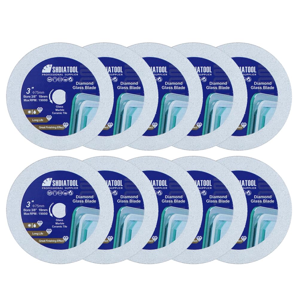 SHDIATOOL Diamond Glass Cutting Disc 75mm Saw Blade, Ultra-Thin Cut Off Wheel for Tile Ceramic Porcelaim Marble 75mm (10 of Pack) โ image 1
