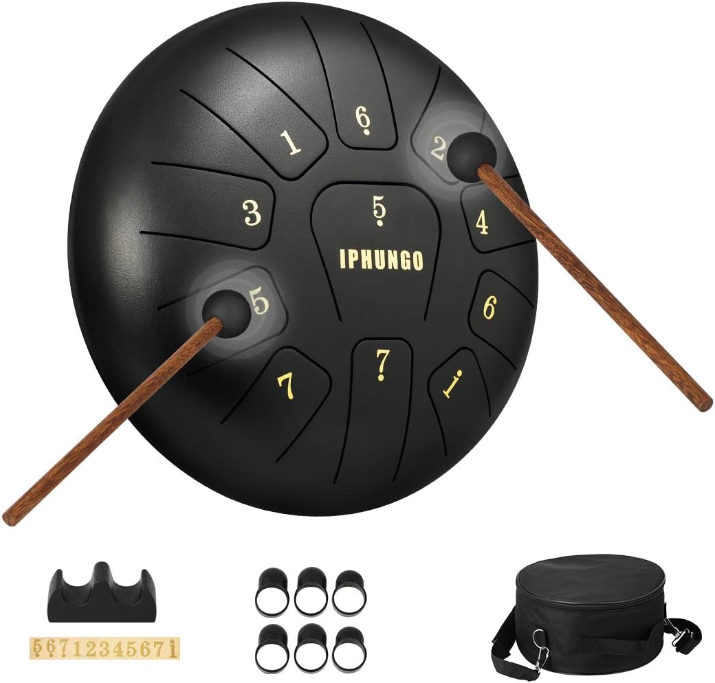 Meditation Instruments 5.5Inch Steel Hand Zen Drum | Fessional Percussion Instruments Tongue Drum | Hand Pan Brahma Drum With Drum Mallet Travel Bag For Meditation, Yoga, Zen, Sound