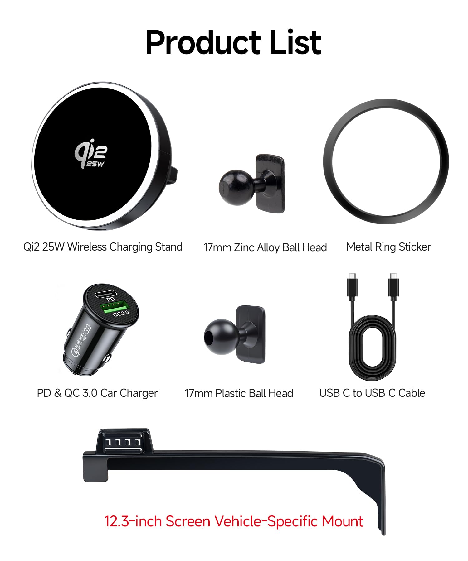 Qi2.2 Max 25W Fast Wireless Car Charger Phone Holder per 2024 2025 2026 Kia Sorento/Hybrid 12.3 Pollici Screen, Supporto magnetico per telefono compatibile con MagSafe