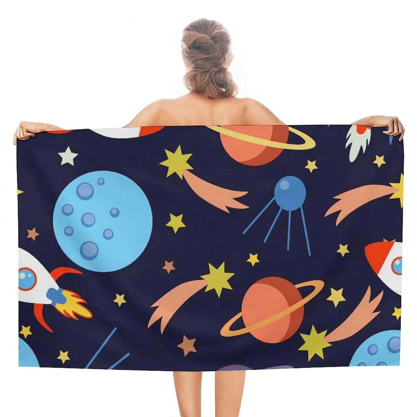 Lsjuee Universe Beach Towel Women Sand Resistant Superfine Fiber Beach Towel Oversized Funny for Swimming Class Picnic Honeymoon Swimming Other Water Activities Pool Camping Beach 32INx52IN