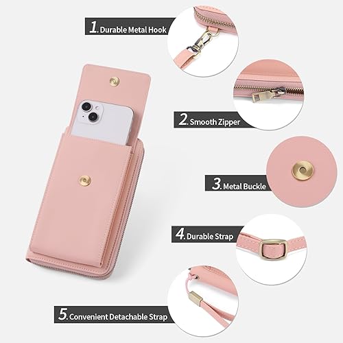 Miniatura 4 de SENDEFN Bolso cruzado pequeño para teléfono celular para mujer, de cuero, con múltiples ranuras para tarjetas