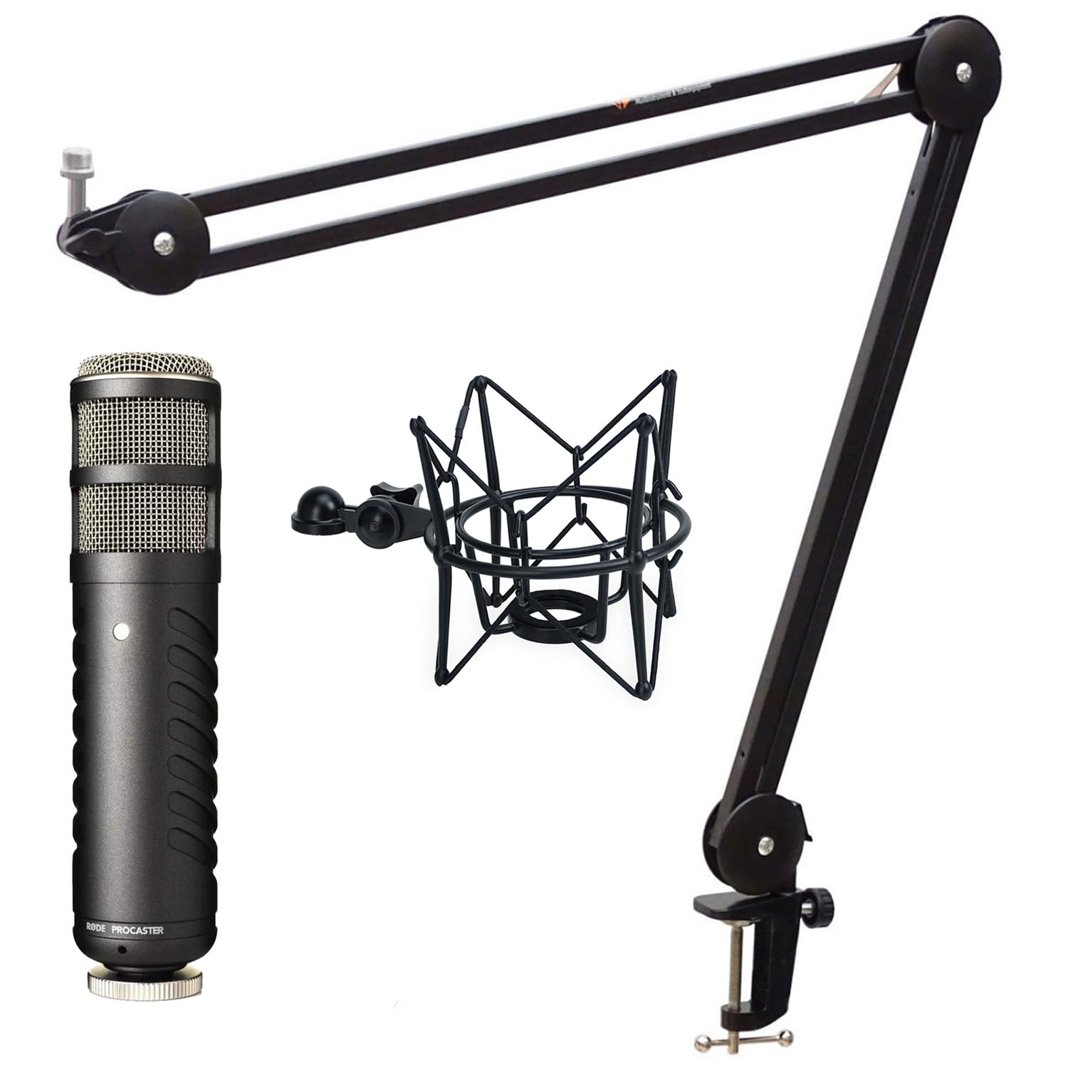 Rode Procaster XLR-Mikrofon mit keepdrum MS138 Gelenkarm und MS090B Mikrofonspinne