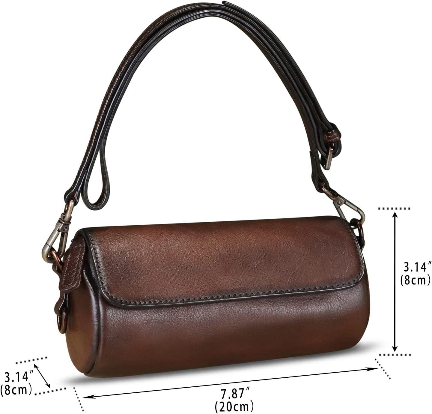 Genuine Leather Satchel for Women Vintage Shoulder Purse Handmade Handbag Retro Small Crossbody Bag - Image 4