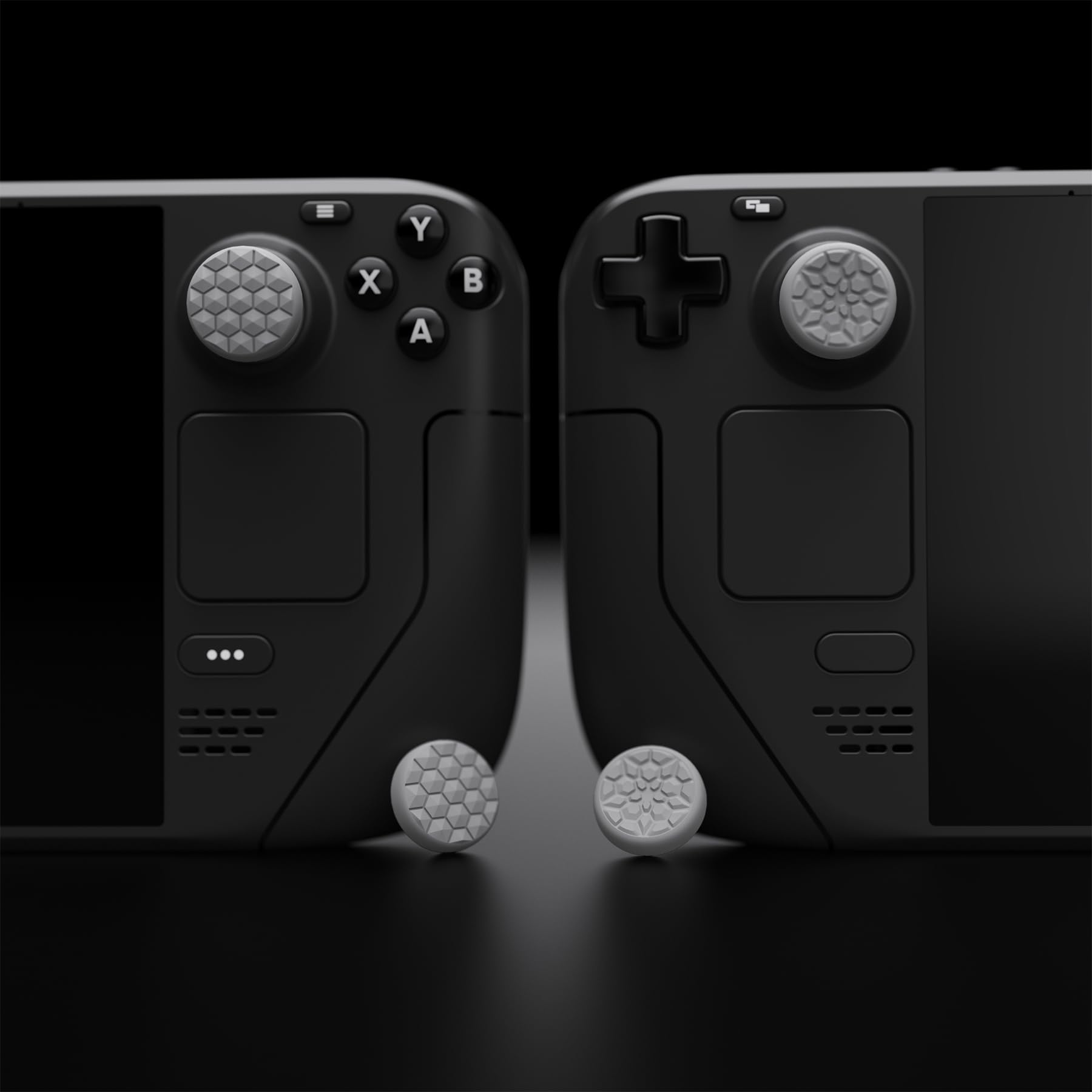 playvital Thumb Grip Caps for Steam Deck LCD, for PS Portal Remote Player Silicone Thumbsticks Grips Joystick Caps for Steam Deck OLED - Diamond Grain & Crack Bomb Design Fleeting Gray — view 6