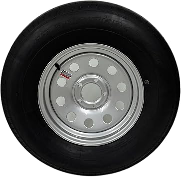 Trailquest ST225/75R15 Radial Trailer Tire on Rim, Silver, 5 Lug with 5x4.5" Bolt Pattern