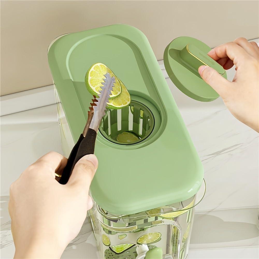 Tea Set 4L Juice Jug Beverage Cold Water Pitcher Large Capacity Kettle Refrigerator Teapot Set(Yellow)