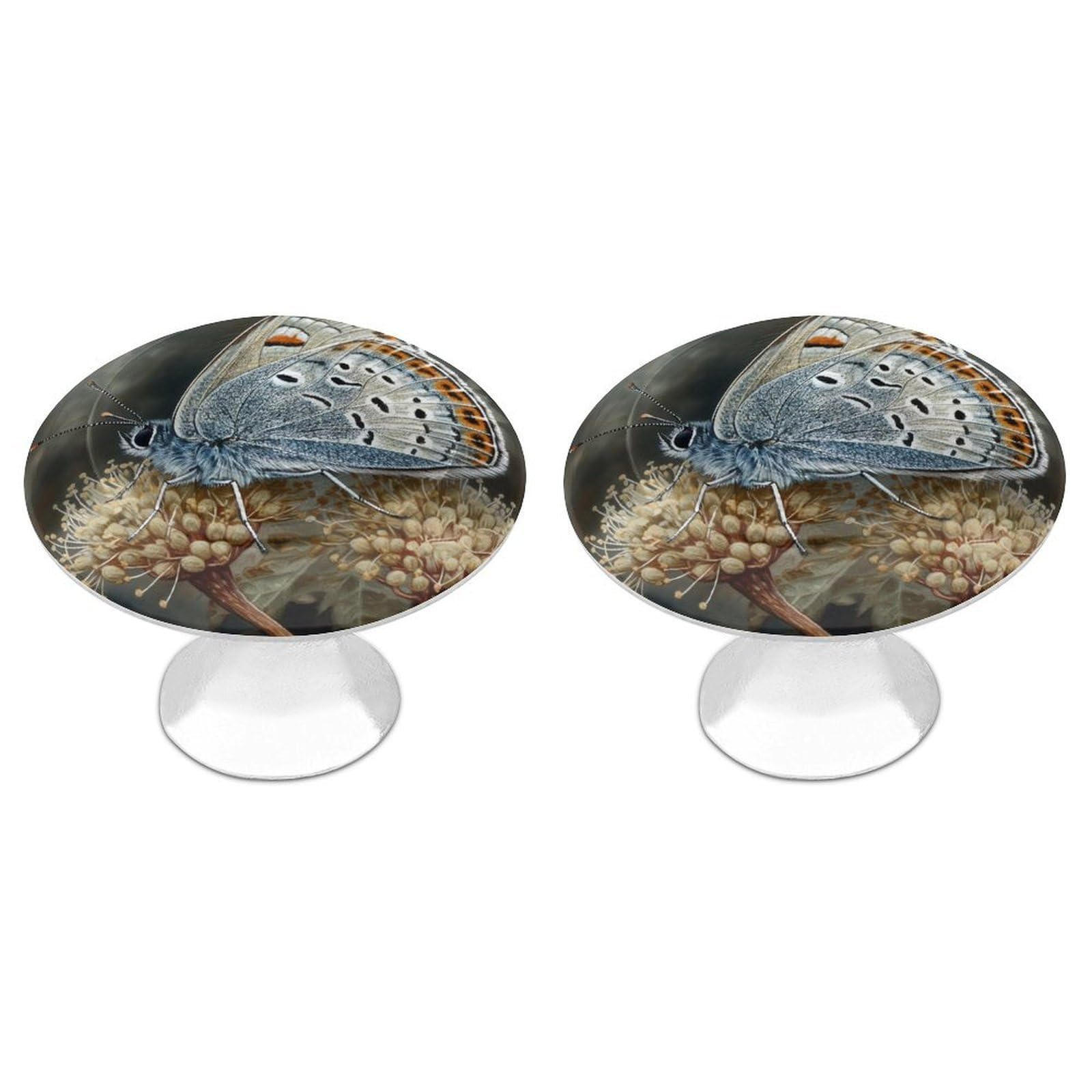 NTVOWPZO Cabinet Handles Round Drawer Pulls Butterflies Appear on Plants Dresser Knobs for Cabinets and Drawers Handle for Bathroom Cupboard Drawers Cabinet Pulls for Kitchen Door