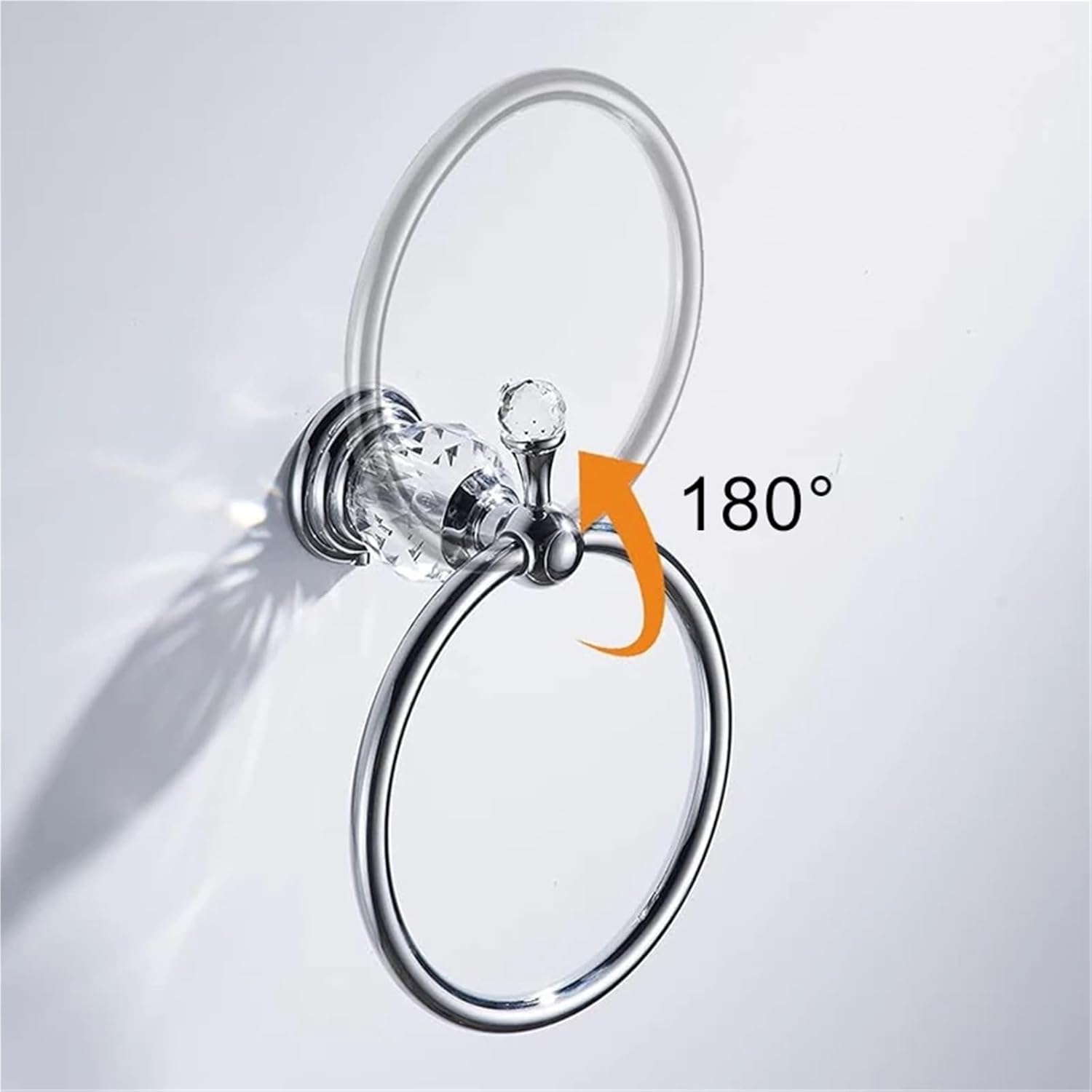 Chrome Gold Towel Ring, Crystal Hand Holder Polished Brass Bling Bar Bathroom Accessories Wall Mounted EL854-80(Gold)