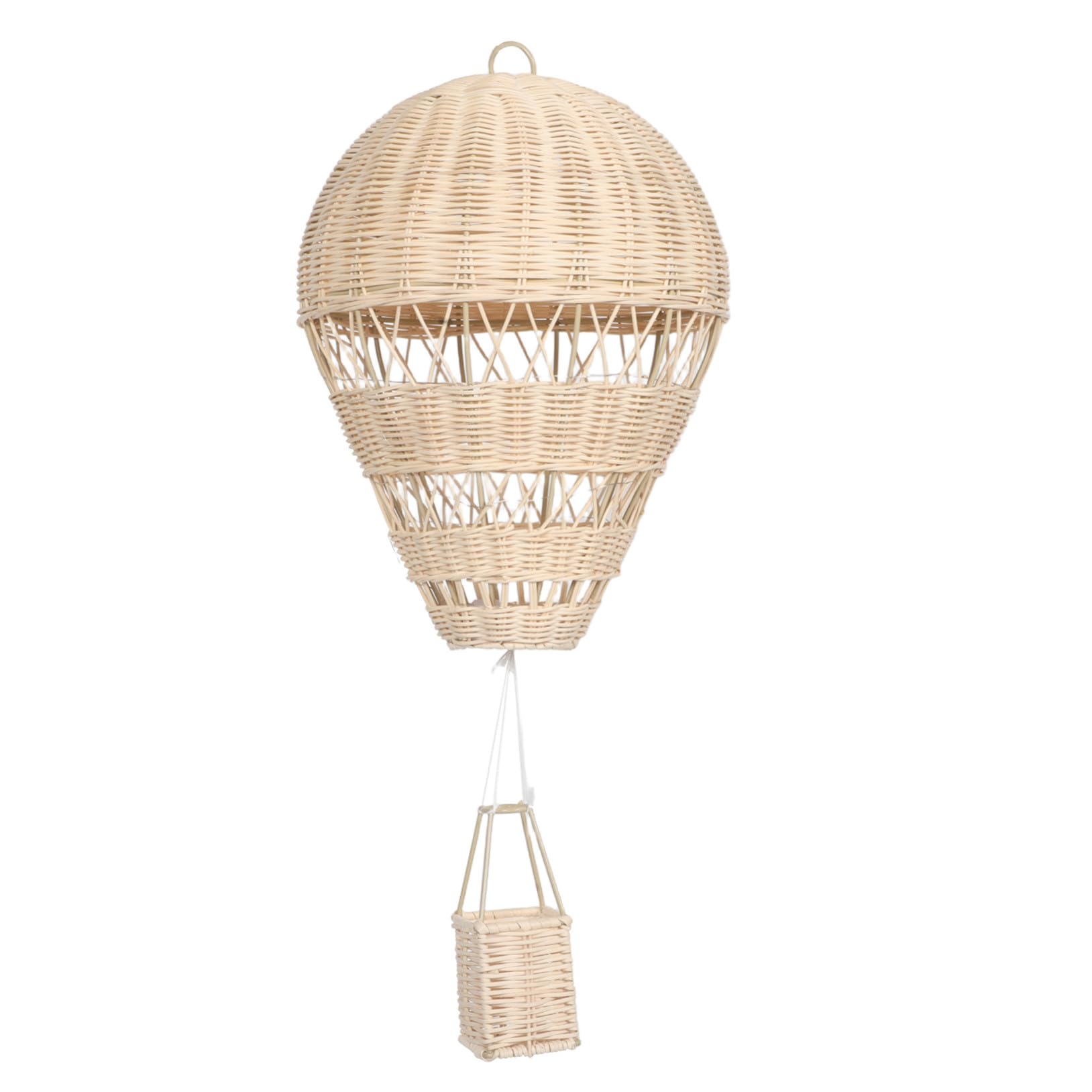 SOLUSTRE Handgeflochtener Rattan Heißluftballon Hängelampe mit Lichterkette für Kinderzimmer Dekoration Fotorequisite Wohnaccessoire