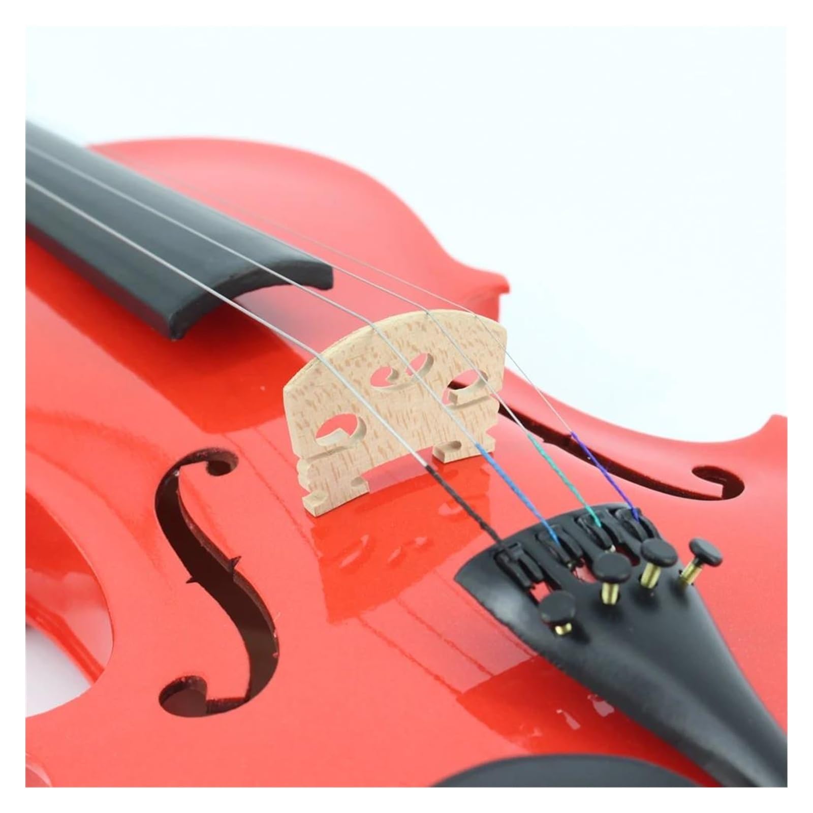 Violín Acústico Rojo 3/4 Para Principiantes Con Estuche Arco Hombrera Sordina Y Cuerdas Instrumento De Violín