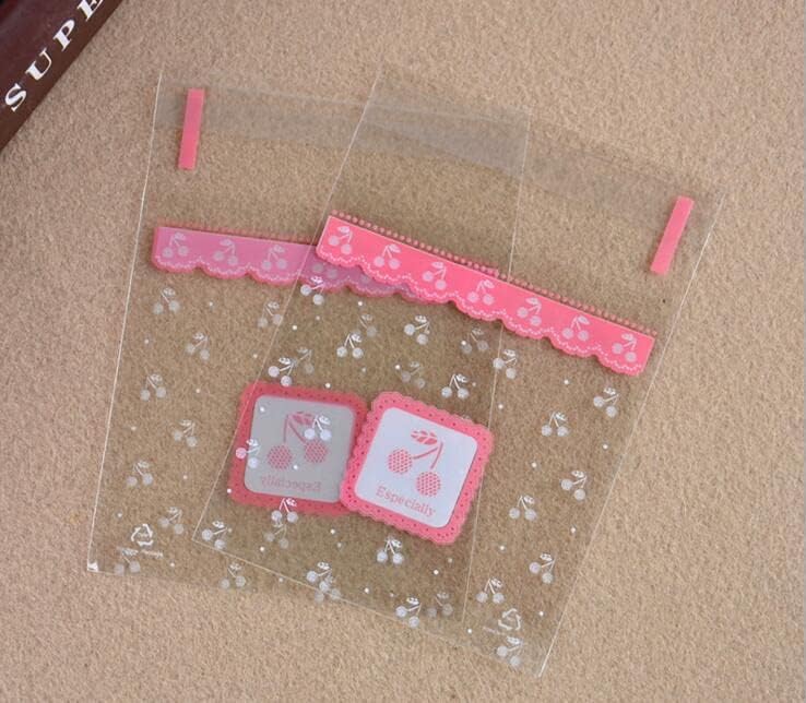 100PCS/Lot Lovely Pink Cookie&Candy Bag Self-Adhesive Plastic Bags For Biscuits Snack Baking Package - (Color: NO5, Size: 70x70mm)