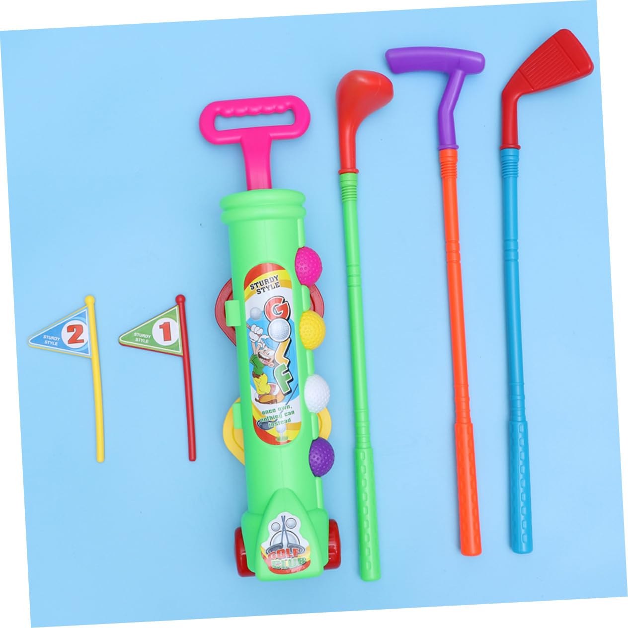 Juego de Golf Infantil de 2 Piezas en Plástico Verde Portátil