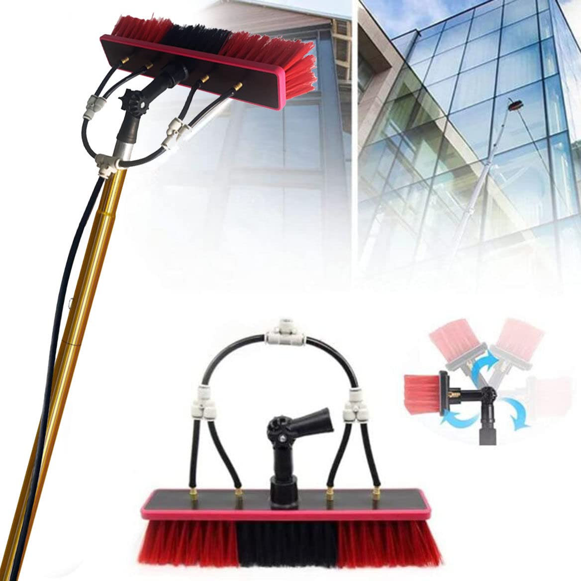 GHFXSCV Extendable Water Fed Window Cleaning Pole Kit - 30FT/9M Telescopic Brush with 35cm Head for Easy Home & Commercial Window Cleaning Effortless Reach & Shine