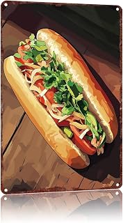 Metal Signs Vietnamese Banh Mi Sandwich Vintage Signs Retro Aluminum Tin Sign For Kitchen Office Home Bar Cafe Decor 8X12 Inch