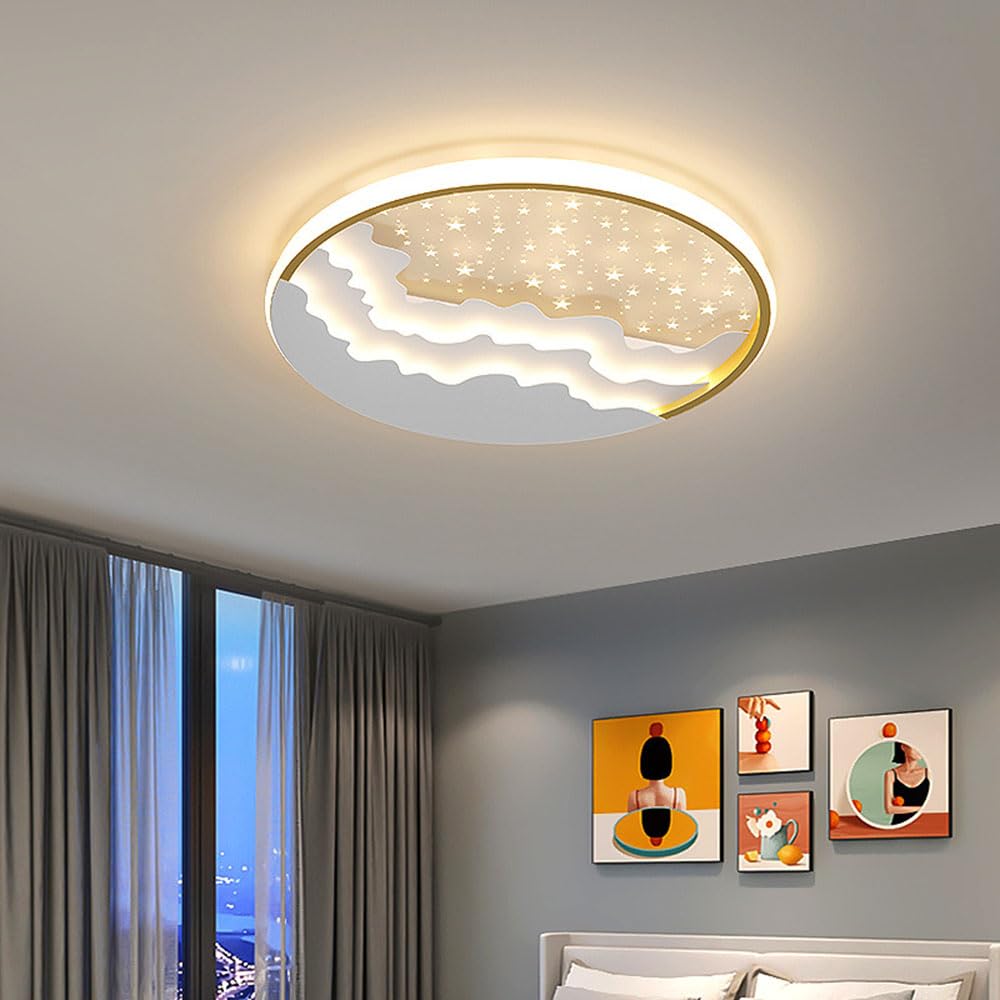 Lampa Do Salonu W Klimacie Atmosferycznym Okrągła Lampa Sufitowa Bez Możliwości Ściemniania 1 Sztuka Nordyckiej Minimalistycznej Oprawy Oświetleniowej Ultracienki, 1,9-calowy, Nowoczesny Klosz KNBVFHG