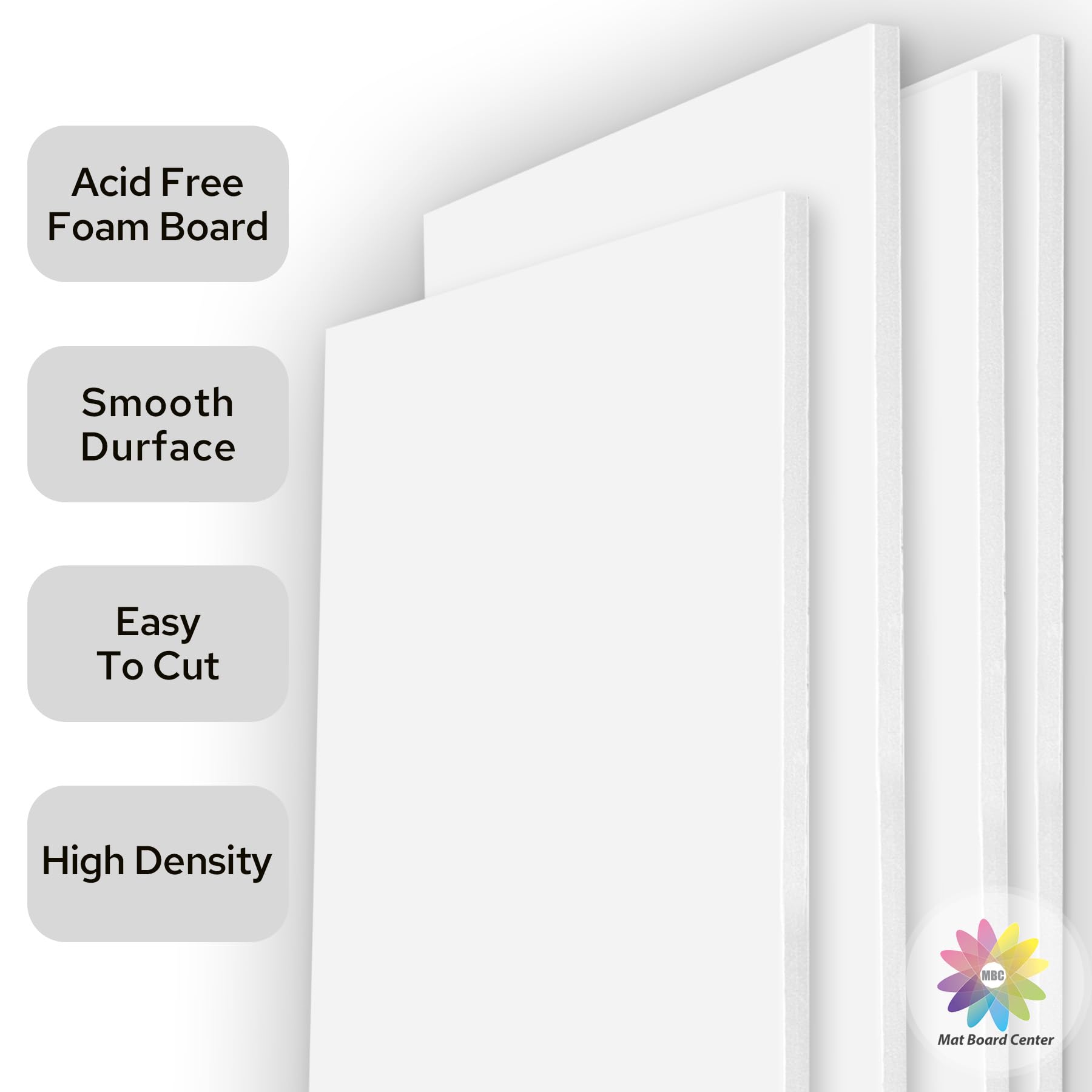 Matte Board Center Premium-Schaumstoffkern, 50,8 x 61 cm, 1,9 cm dick, säurefrei, ideal für Montage, Handwerk, Kunst und Präsentationen, 10 Stück