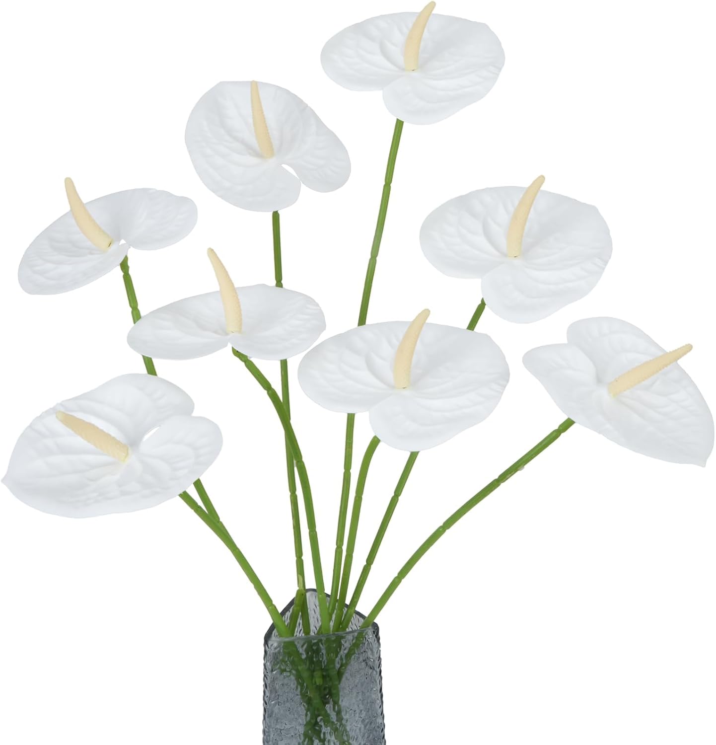 20 Pcs Faux Anthurium Artificial Flowers 23.6 Inch Fake Tropical Flowers for DIY Vase Bouquets Centerpiece Arrangements Wedding Bridal Shower Party Home Décor (White)