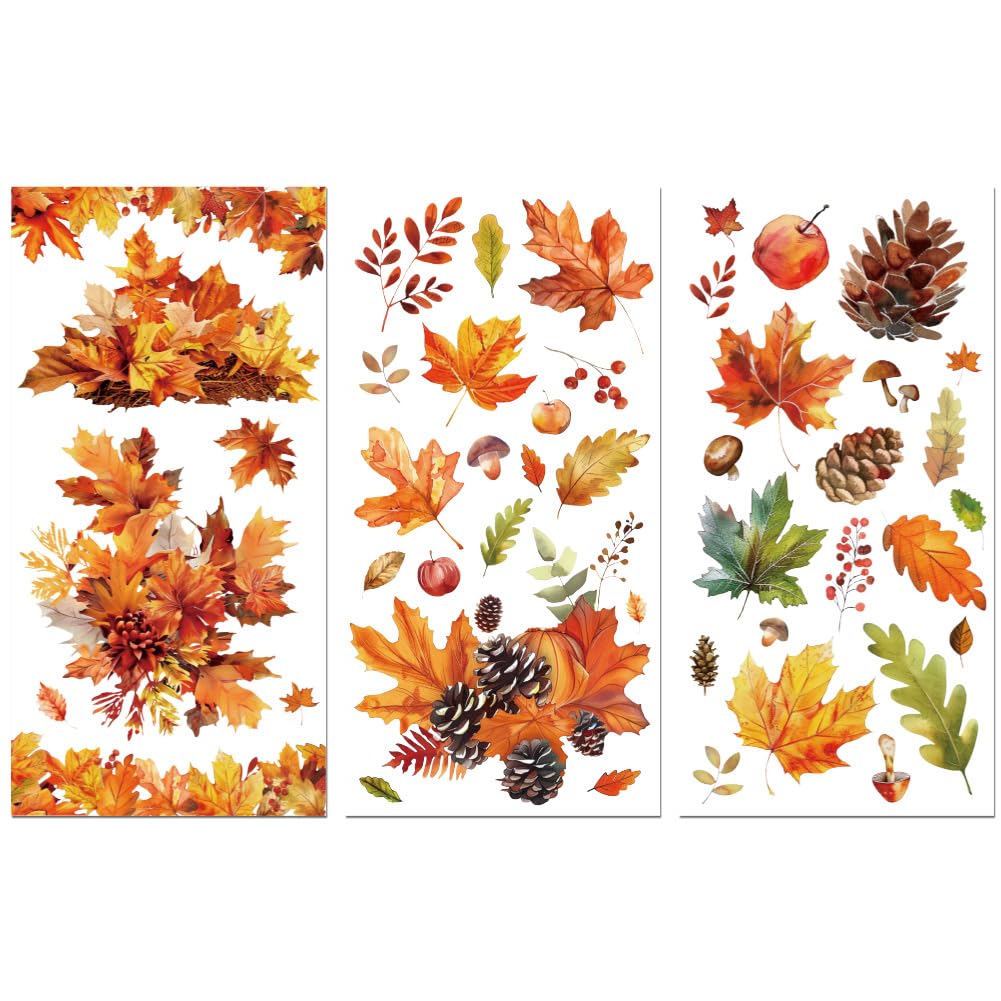 Peacoblue Rub on Transfer Decals for Furniture Crafts Autumn Fall Leaves 6"x12"