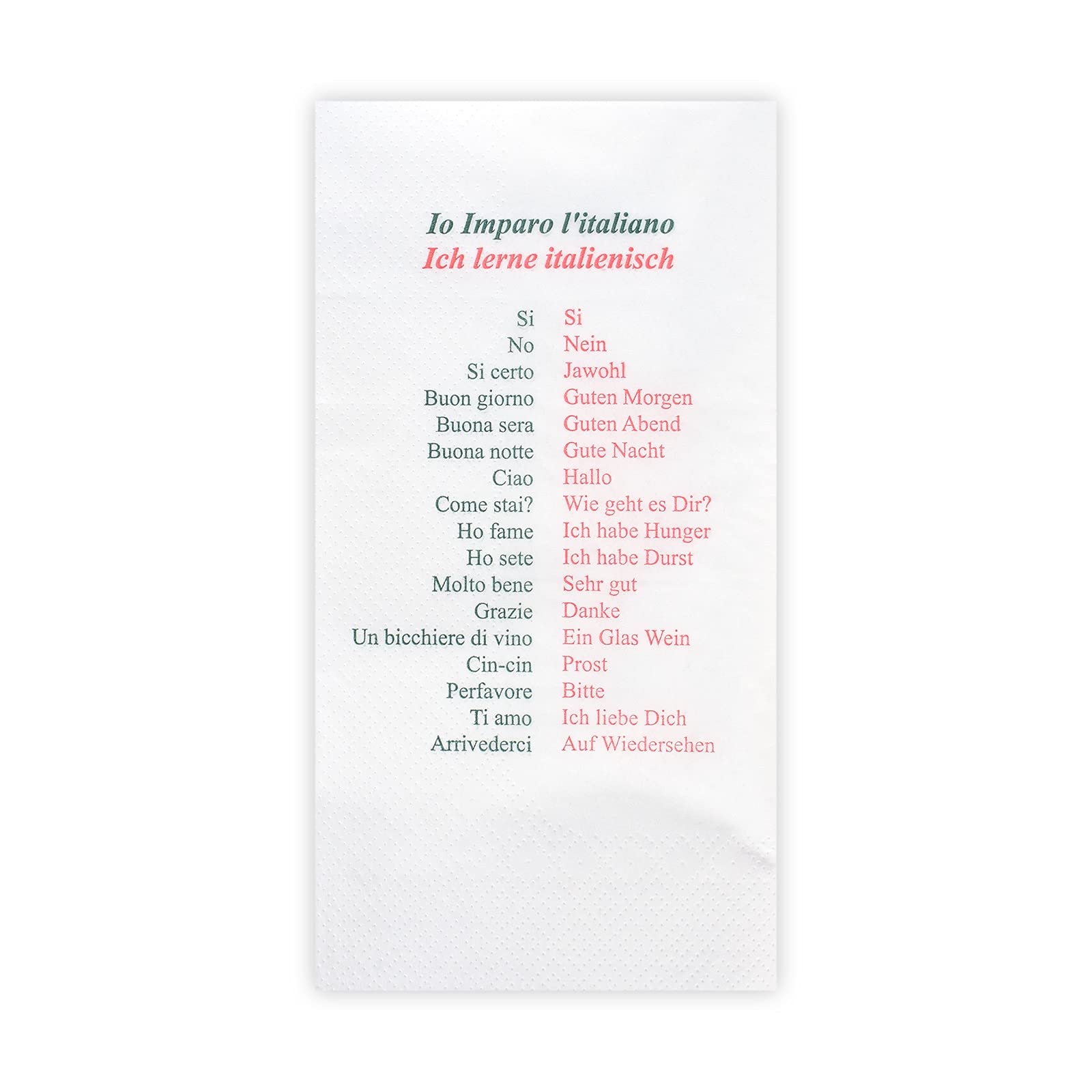 Funny Lot de 1000 serviettes à motif Buon Appetito - Guten Appetit - En cellulose - 40 x 40 cm - 2 plis - Pliage en 8 - Blanc