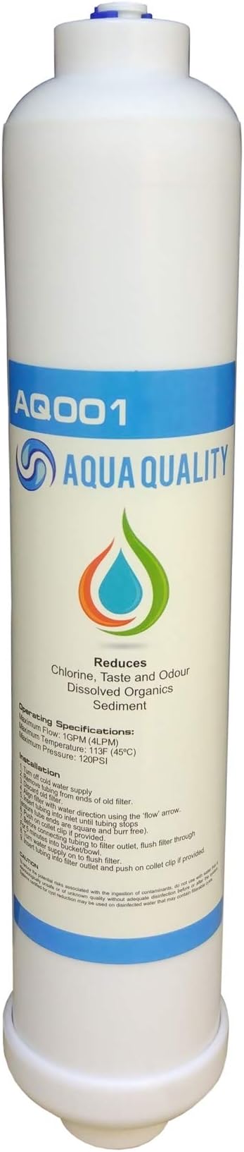 Aqua Quality Under Sink Replacement In Line Water Filters | Also suitable as a replacement for External Fridge Water Filters, Plumbed In Water Cooler Filters, and more. (1 Pack)