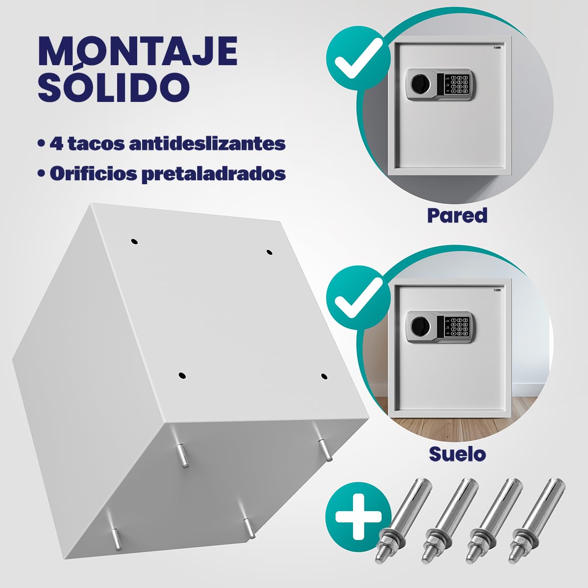 Deuba Caja Fuerte de Seguridad Electronica 35x40x40cm Cerradura de Combinación Pared Suelo Luz Interior Plata