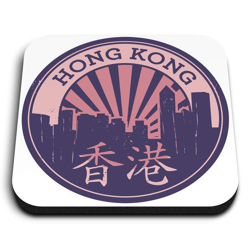 Destination Vinyl Ltd Multicolor 1 X Square Mdf Fridge Magnet - Hong Kong China Travel Stamp 5794