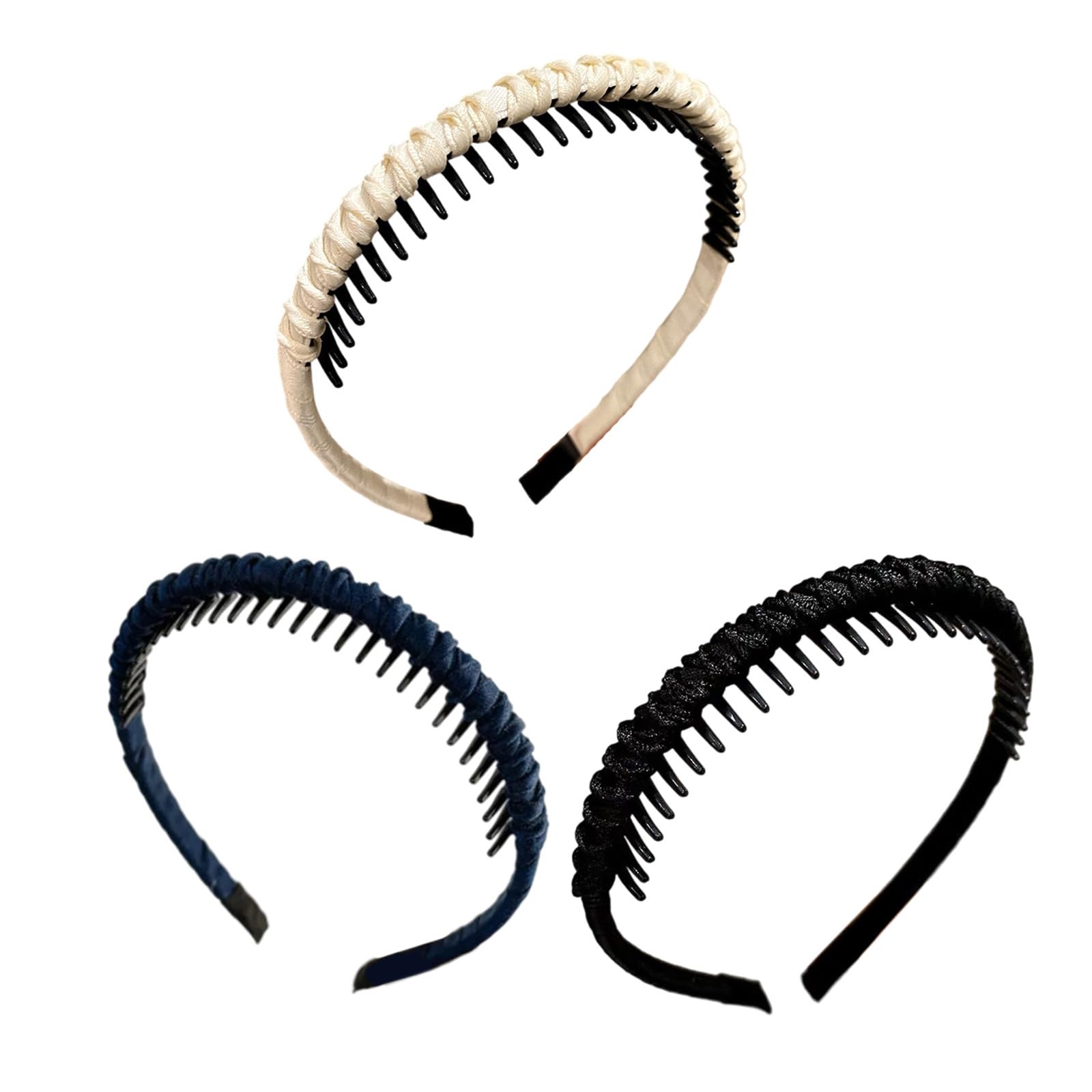 YUXITA 3PCS NonSlip Hairband Designs For Workouts Yoga Face Washing Adjustable Breathable Braided Hairband for Women
