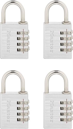 Master Lock Set Your Own - Candado de combinación, paquete de 4, plateado 643EC4