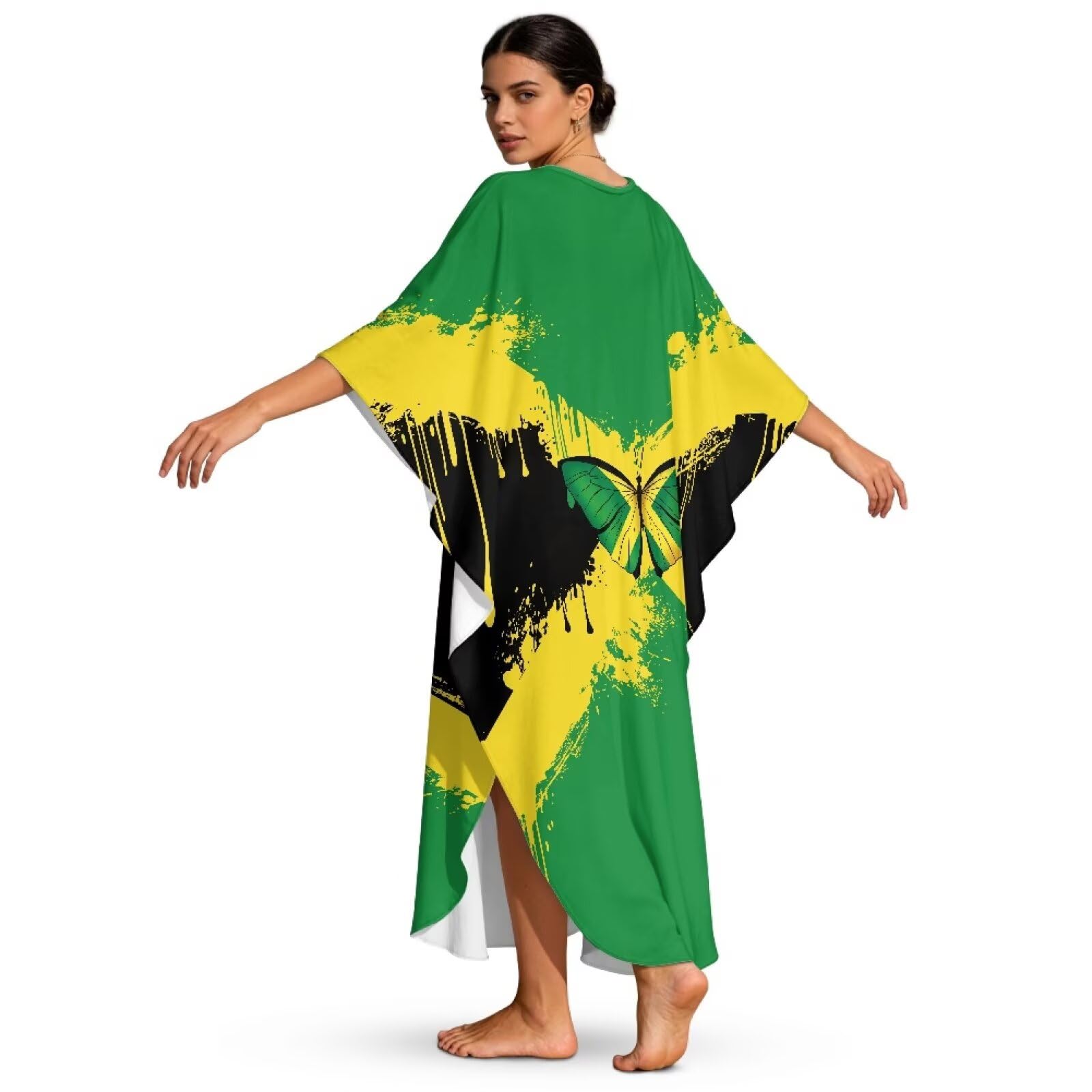 Xoenoiee Caftano da donna taglie forti copricostume da spiaggia con scollo a V manica a pipistrello copricostume estivo caftano vestito