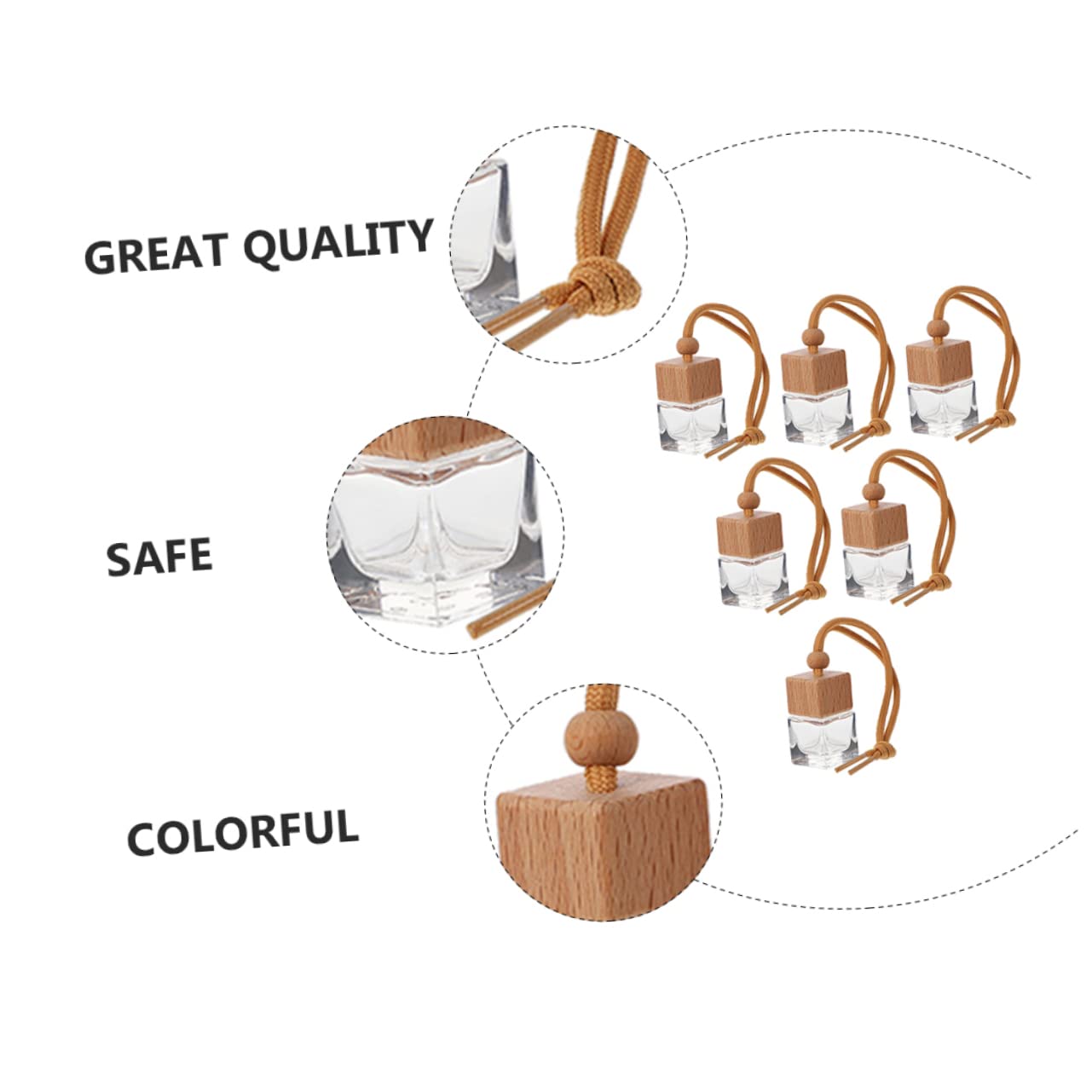 Gatuida 12piezas Botella De Perfume Colgante Para Coche De Diseño Haya Ambientador Reutilizable Para Aromaterapia y Eliminación De Olores Accesorios Para Automóviles y Hogar