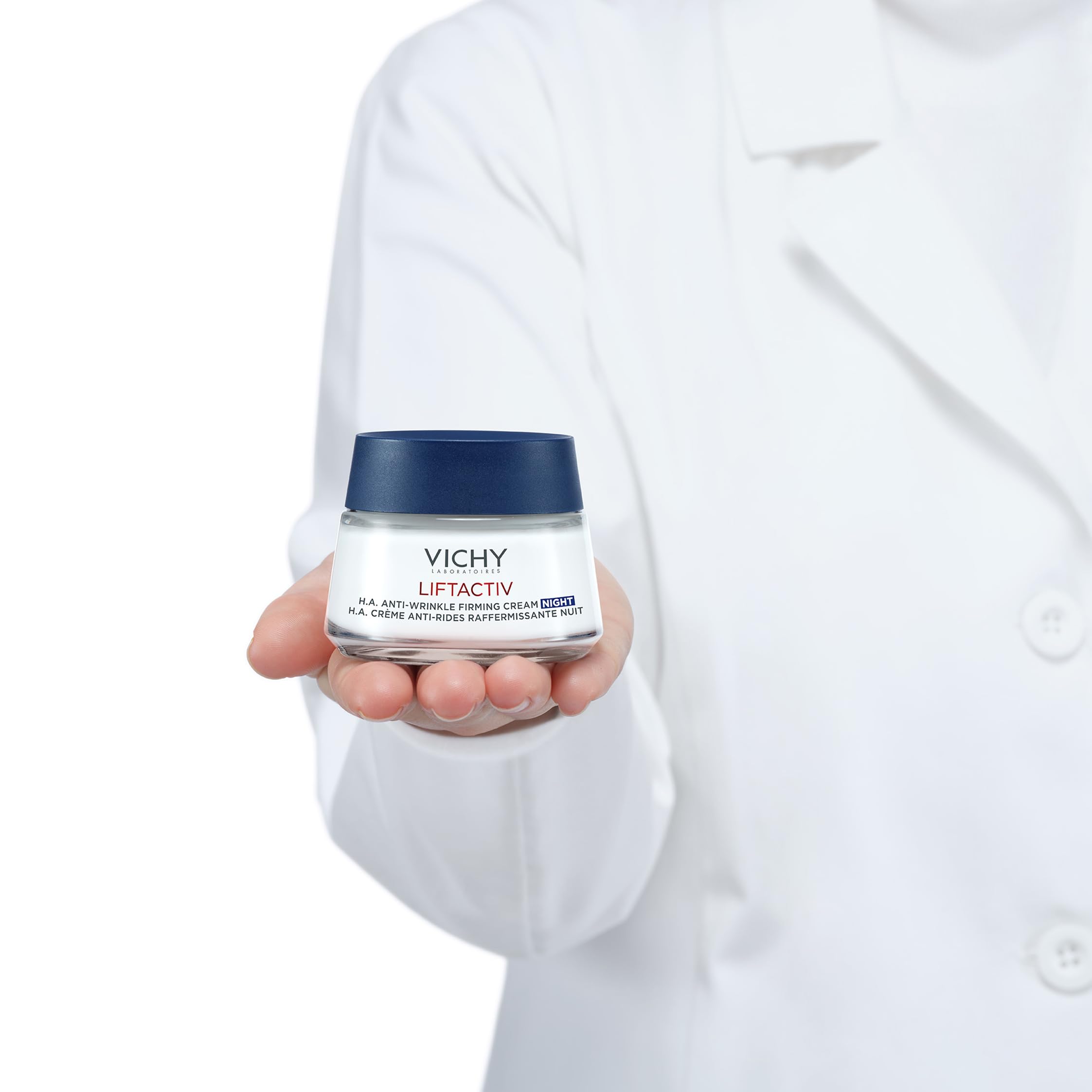 Vichy Liftactiv H.A. Crema Anti-Rughe Rassodante Notte con Acido Ialuronico Puro, Ramnosio e Vitamina C, 50 ml